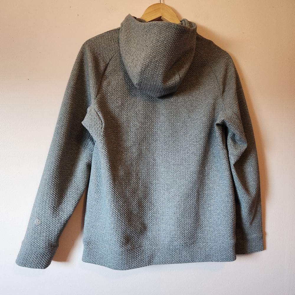 Lululemon At Ease Hoodie Heathered Gray Textured Knit Sweatshirt Mens Small - Picture 4 of 6